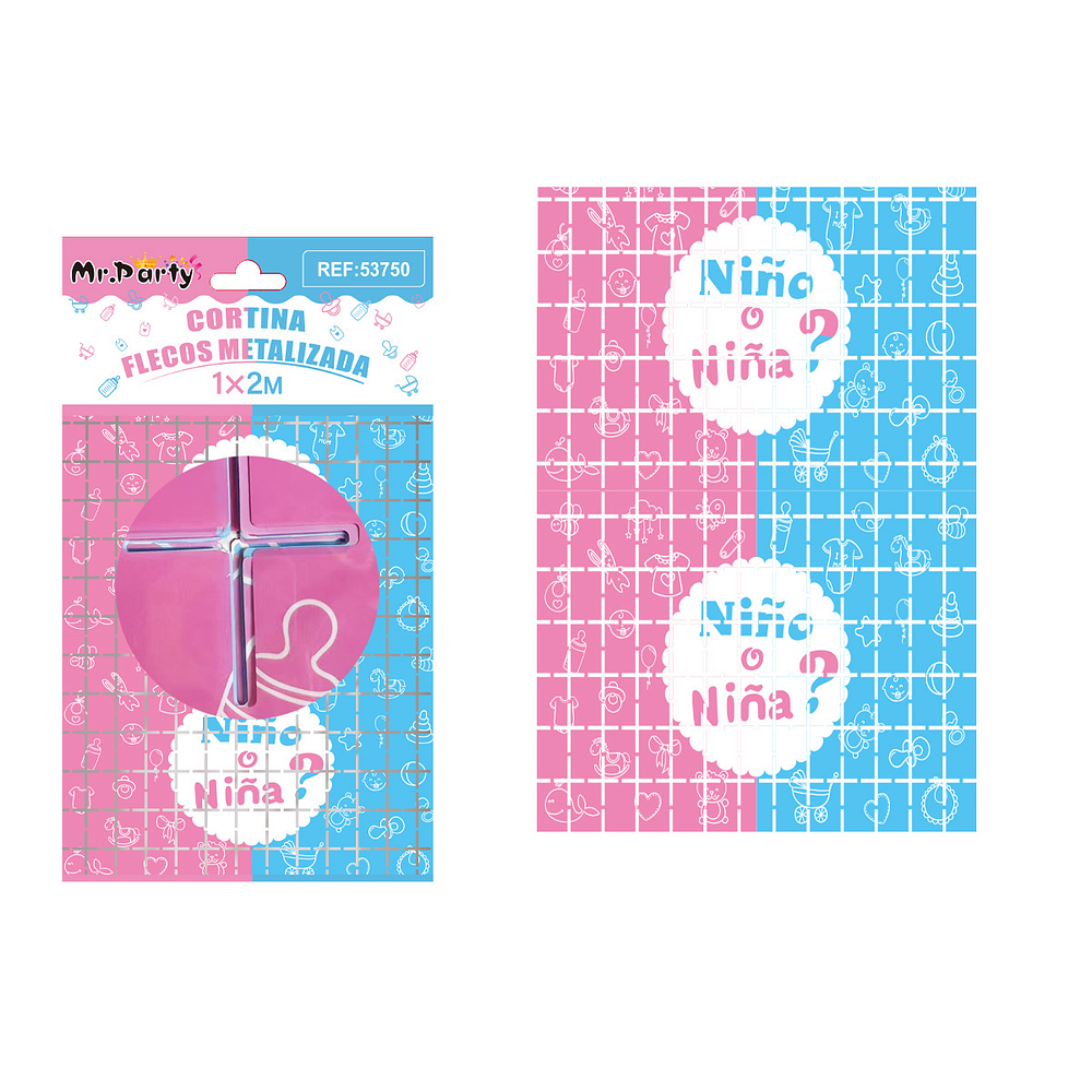 Cortina metalizada cuadrado Baby Shower 1*2m