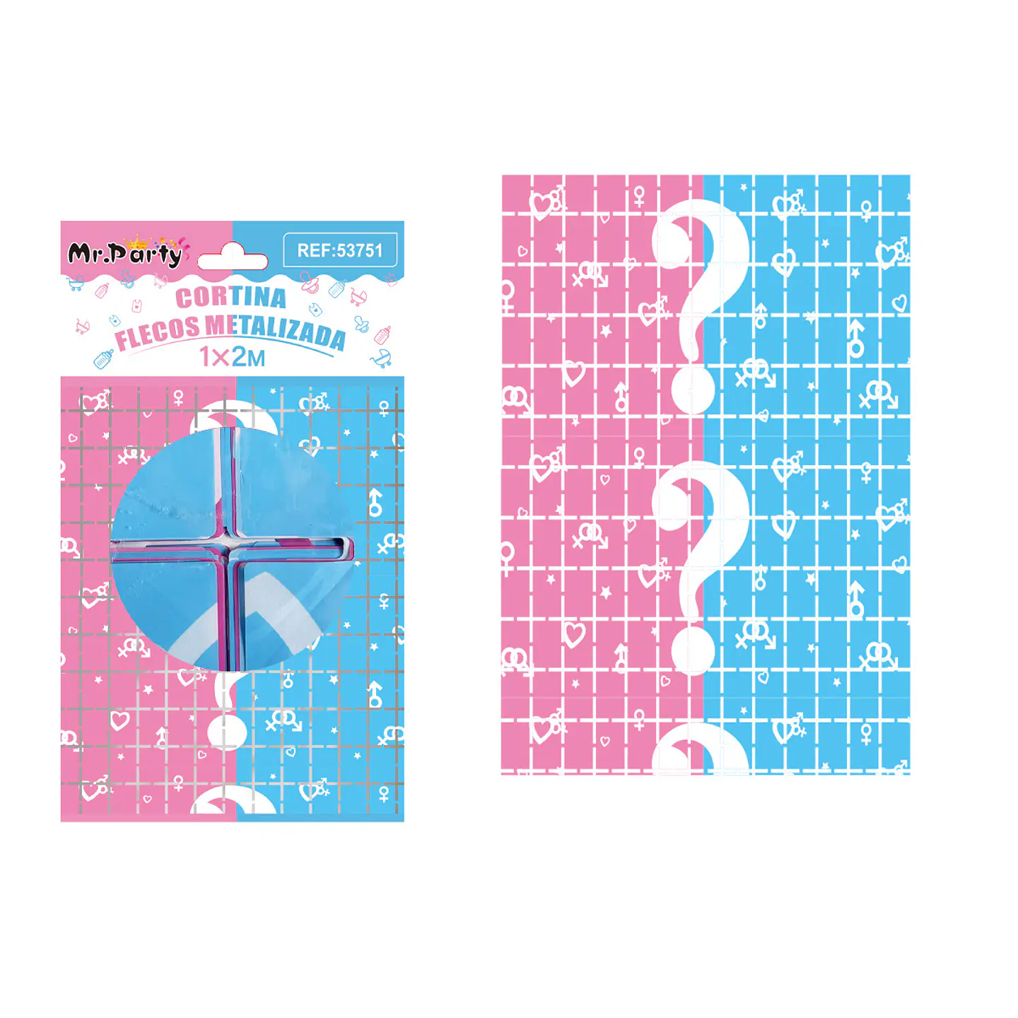 Cortina metalizada cuadrado Baby Shower 1*2m 1
