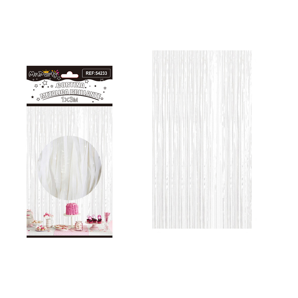 Cortina flecos metálica blanca 1*3m