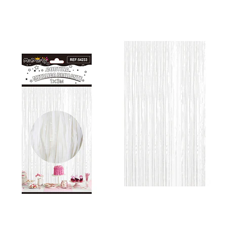 Cortina de flecos metalizada blanca 1*3m