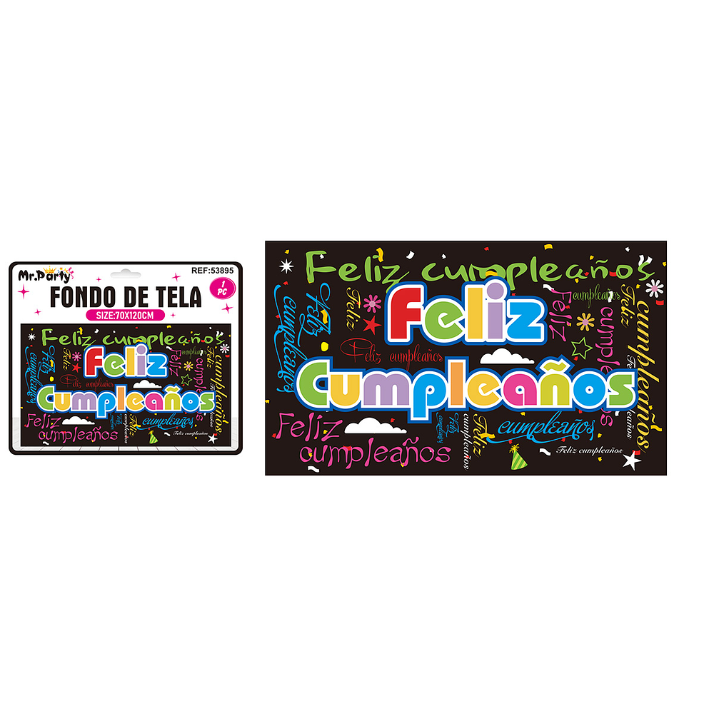 Fondo de tela feliz cumpleaños 120*70cm