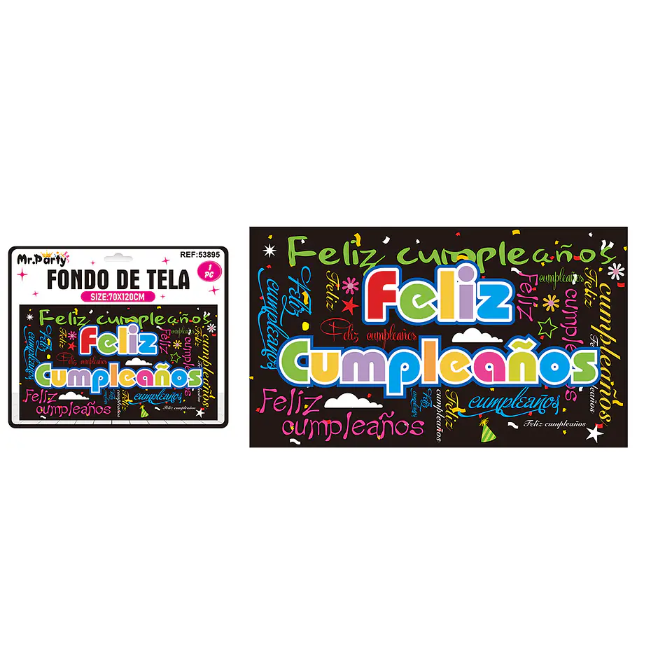 Fondo de tela feliz cumpleaños 120*70cm 1