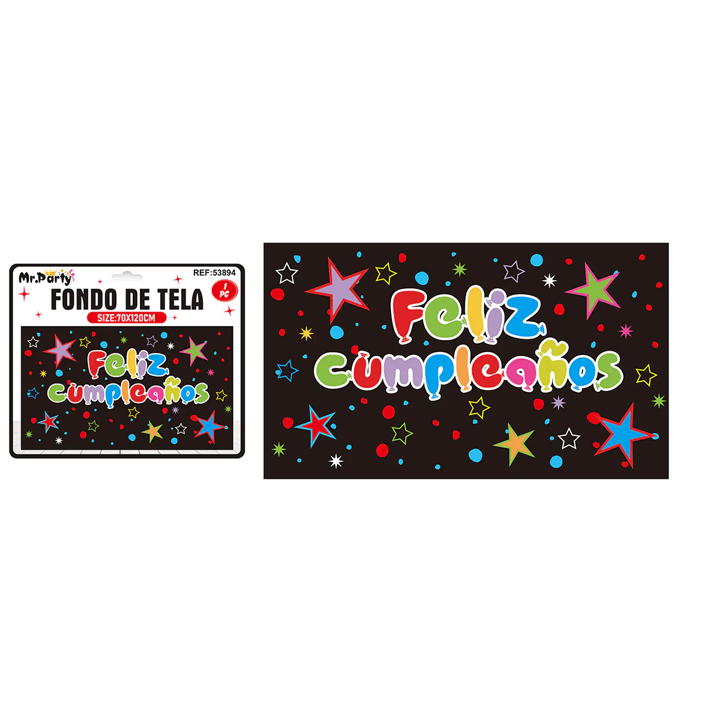 Fondo de tela feliz cumpleaños con estrella 120*70cm 1