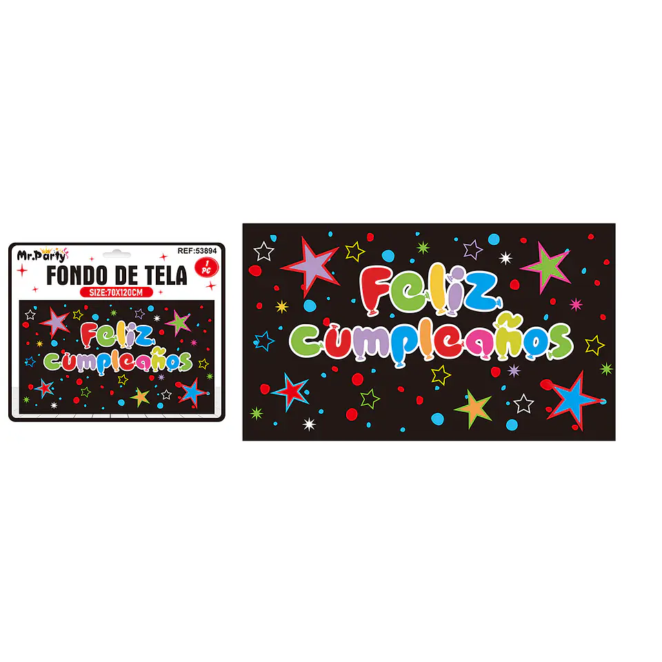 Fondo de tela feliz cumpleaños con estrella 120*70cm 1