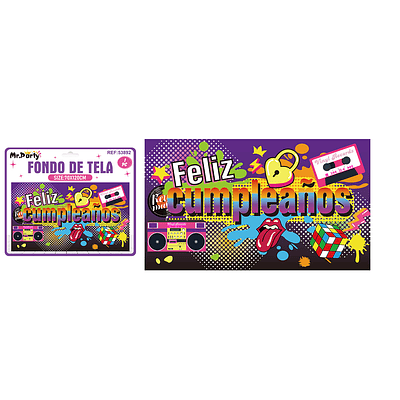 Fondo de tela feliz cumpleaños musical 120*70cm