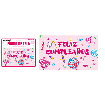 Fondo de tela feliz cumpleaños candy 120*70cm