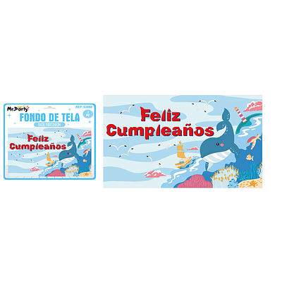 Fondo de tela feliz cumpleaños del mar 120*70cm