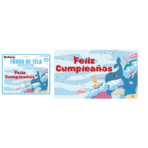 Fondo de tela feliz cumpleaños del mar 120*70cm