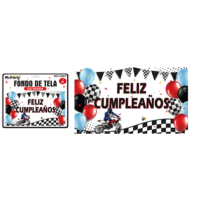 Fondo de tela feliz cumpleaños motocicleta 120*70cm