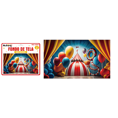 Fondo de tela feliz cumpleaños circo 120*70cm