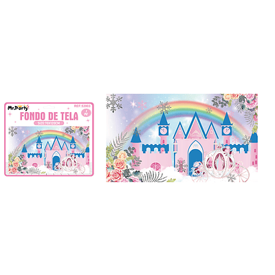 Fondo de tela feliz cumpleaños castillo 120*70cm