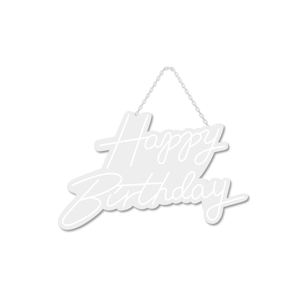 Letrero LED luz blanca Happy Birthday transparente 60*40cm 1pc