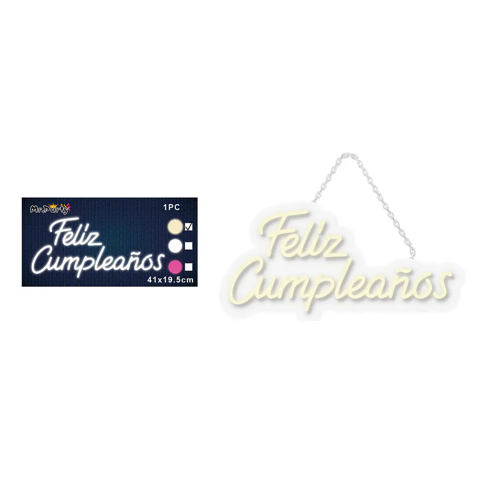 Letrero LED USB luz cálida feliz cumpleaños transparente 41*19.5cm 1pc 1