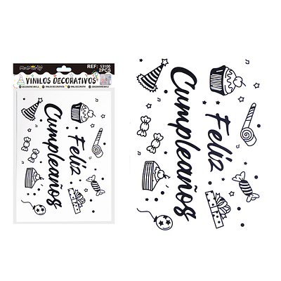 Sticker pegatinas para globos burbujas feliz cumpleaños 2pcs Color Aleatorio