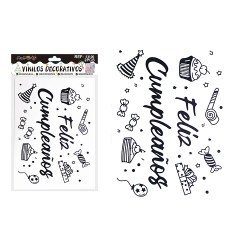 Sticker pegatinas para globos burbujas feliz cumpleaños 2pcs Color Aleatorio