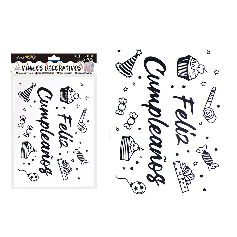 Sticker pegatinas para globos burbujas feliz cumpleaños 2pcs Color Aleatorio 1