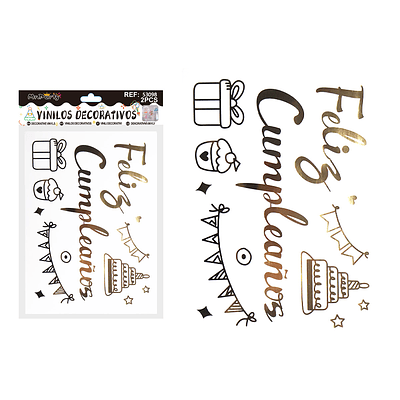 Sticker pegatinas para globos burbujas feliz cumpleaños 2pcs Color Aleatorio