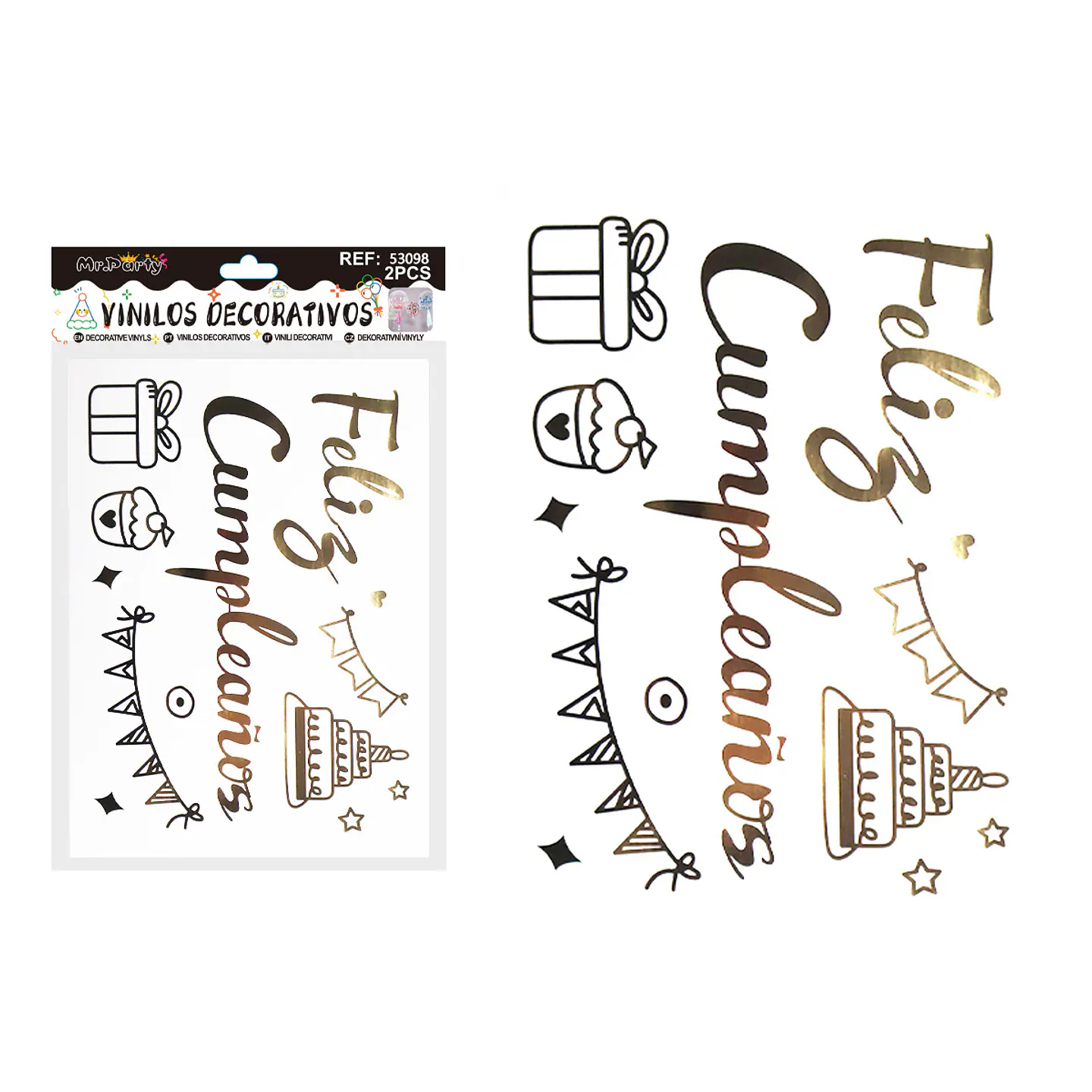 Sticker pegatinas para globos burbujas feliz cumpleaños 2pcs Color Aleatorio 1