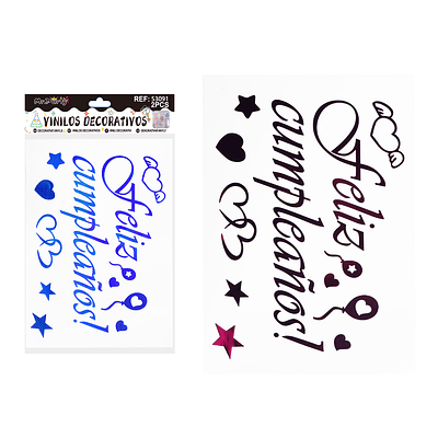 Sticker pegatinas para globos burbujas feliz cumpleaños 2pcs Color Aleatorio