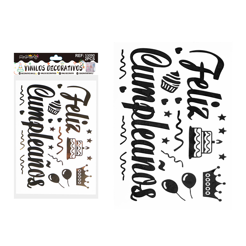 Sticker pegatinas para globos burbujas feliz cumpleaños 2pcs Color Aleatorio