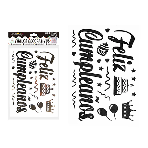 Sticker pegatinas para globos burbujas feliz cumpleaños 2pcs Color Aleatorio