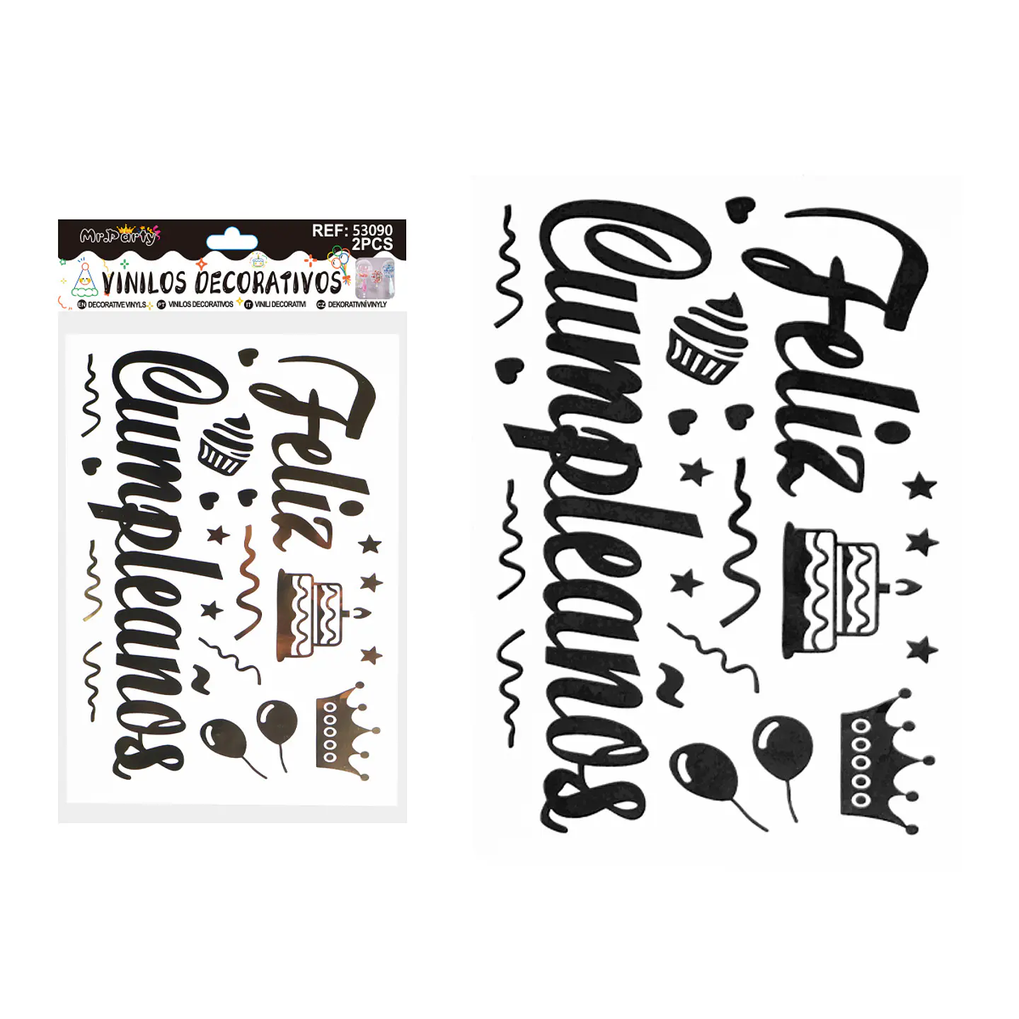 Sticker pegatinas para globos burbujas feliz cumpleaños 2pcs Color Aleatorio 1