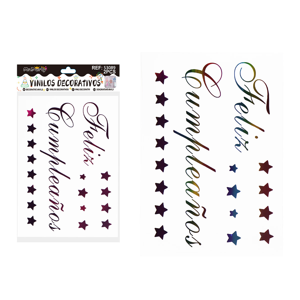 Sticker pegatinas para globos burbujas feliz cumpleaños 2pcs Color Aleatorio