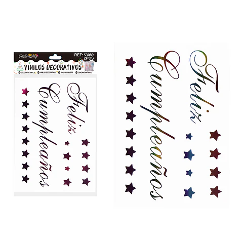 Sticker pegatinas para globos burbujas feliz cumpleaños 2pcs Color Aleatorio