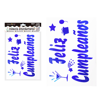 Sticker pegatinas para globos burbujas feliz cumpleaños 2pcs Color Aleatorio