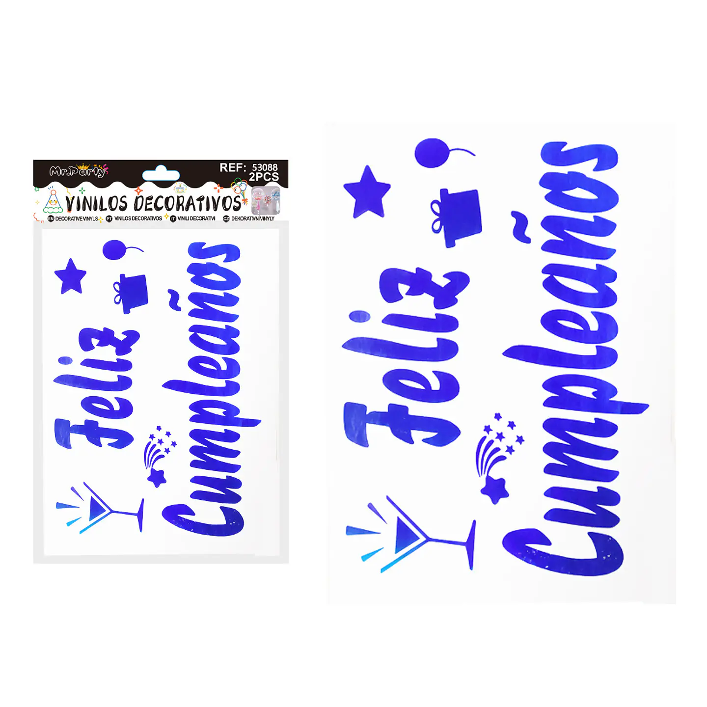 Sticker pegatinas para globos burbujas feliz cumpleaños 2pcs Color Aleatorio 1