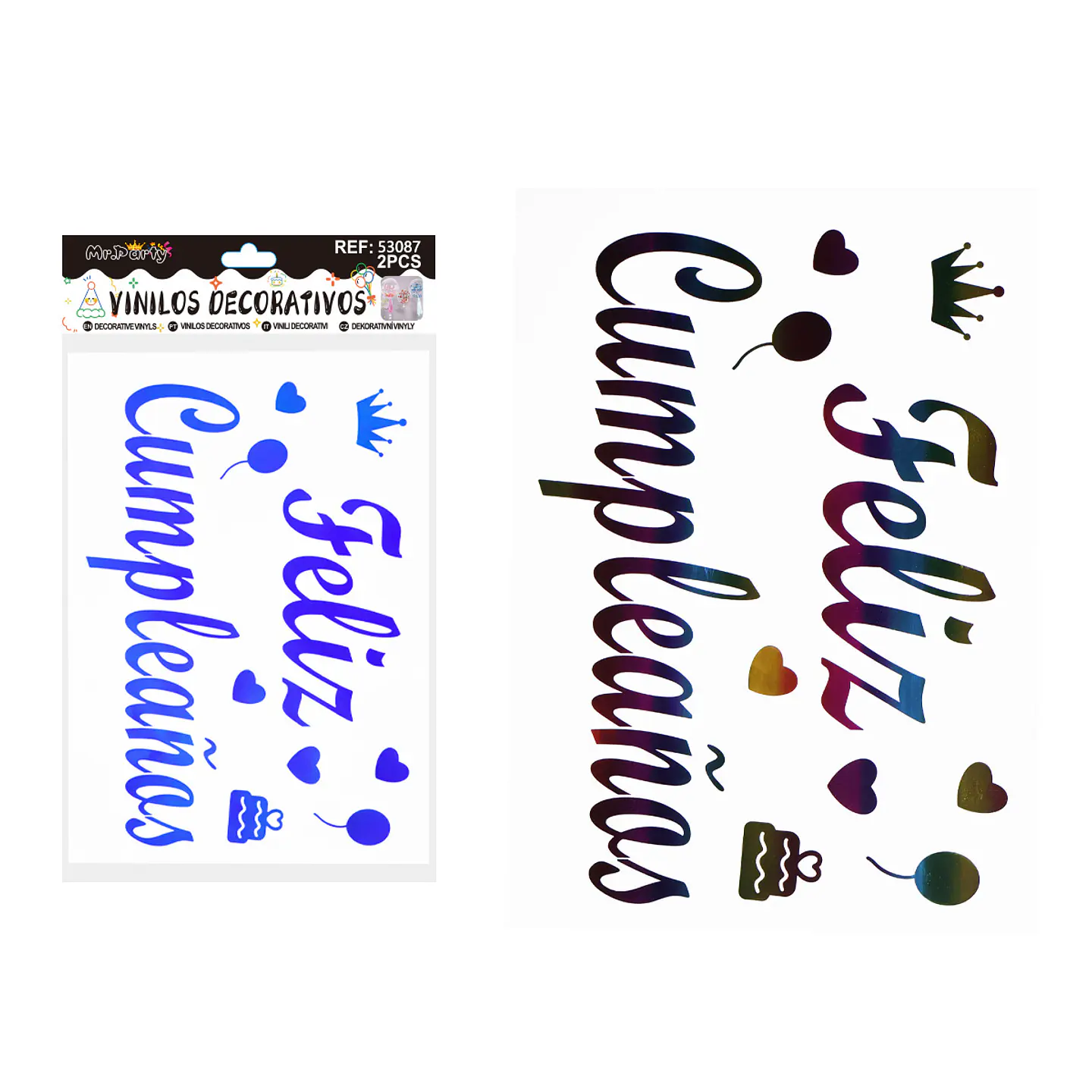 Sticker pegatinas para globos burbujas feliz cumpleaños 2pcs Color Aleatorio 1