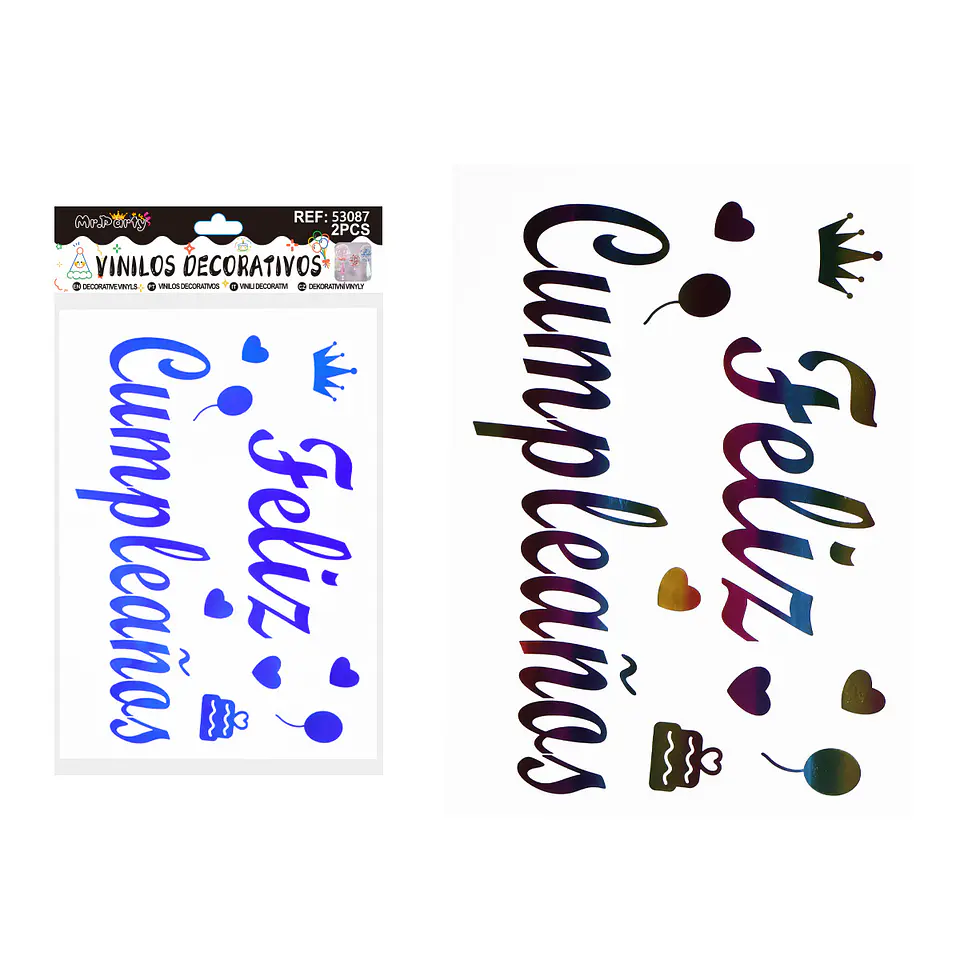 Sticker pegatinas para globos burbujas feliz cumpleaños 2pcs Color Aleatorio 1