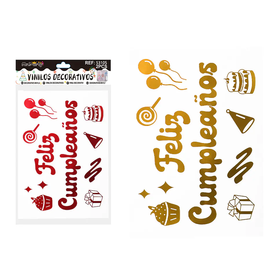 Sticker pegatinas para globos burbujas feliz cumpleaños 2pcs Color Aleatorio 1