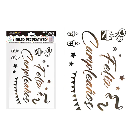 Sticker pegatinas para globos burbujas feliz cumpleaños 2pcs Color Aleatorio