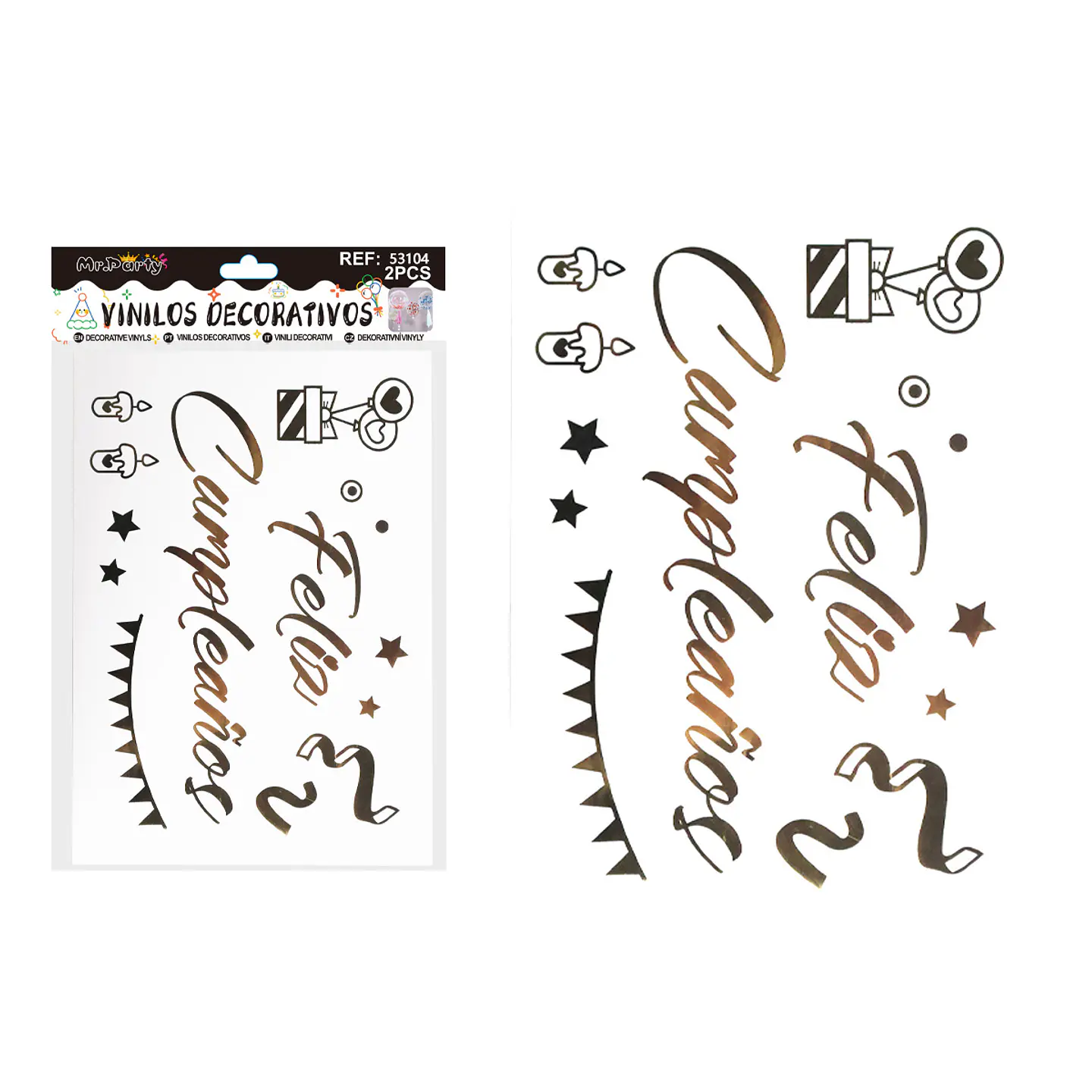 Sticker pegatinas para globos burbujas feliz cumpleaños 2pcs Color Aleatorio 1