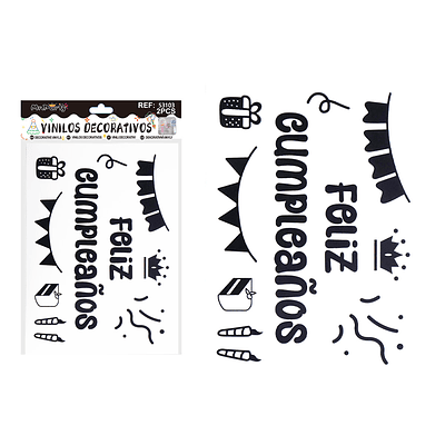 Sticker pegatinas para globos burbujas feliz cumpleaños 2pcs Color Aleatorio