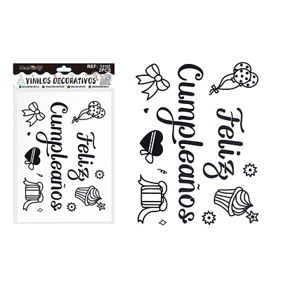 Sticker pegatinas para globos burbujas feliz cumpleaños 2pcs Color Aleatorio