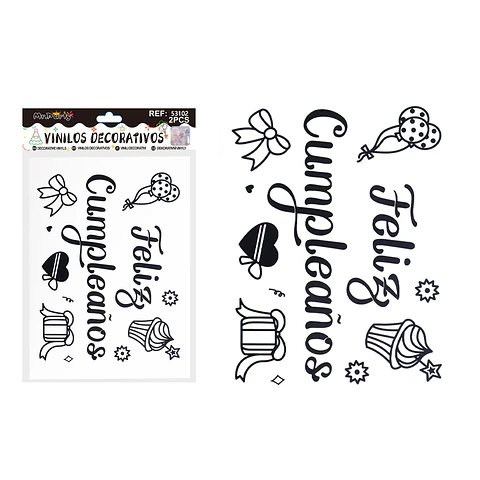 Sticker pegatinas para globos burbujas feliz cumpleaños 2pcs Color Aleatorio