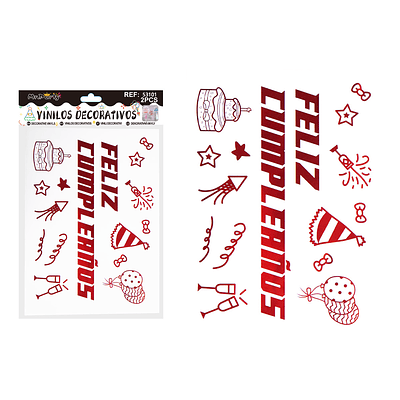 Sticker pegatinas para globos burbujas feliz cumpleaños 2pcs Color Aleatorio