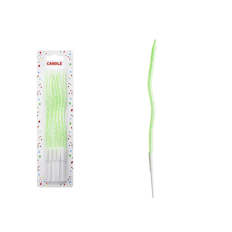 Vela curva alta brillante verde 16cm 6pcs