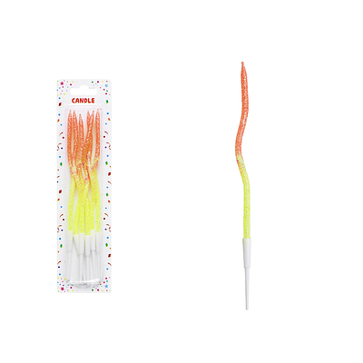 Vela curva alta brillante bicolor amarillo‑naranja 16cm 6pcs