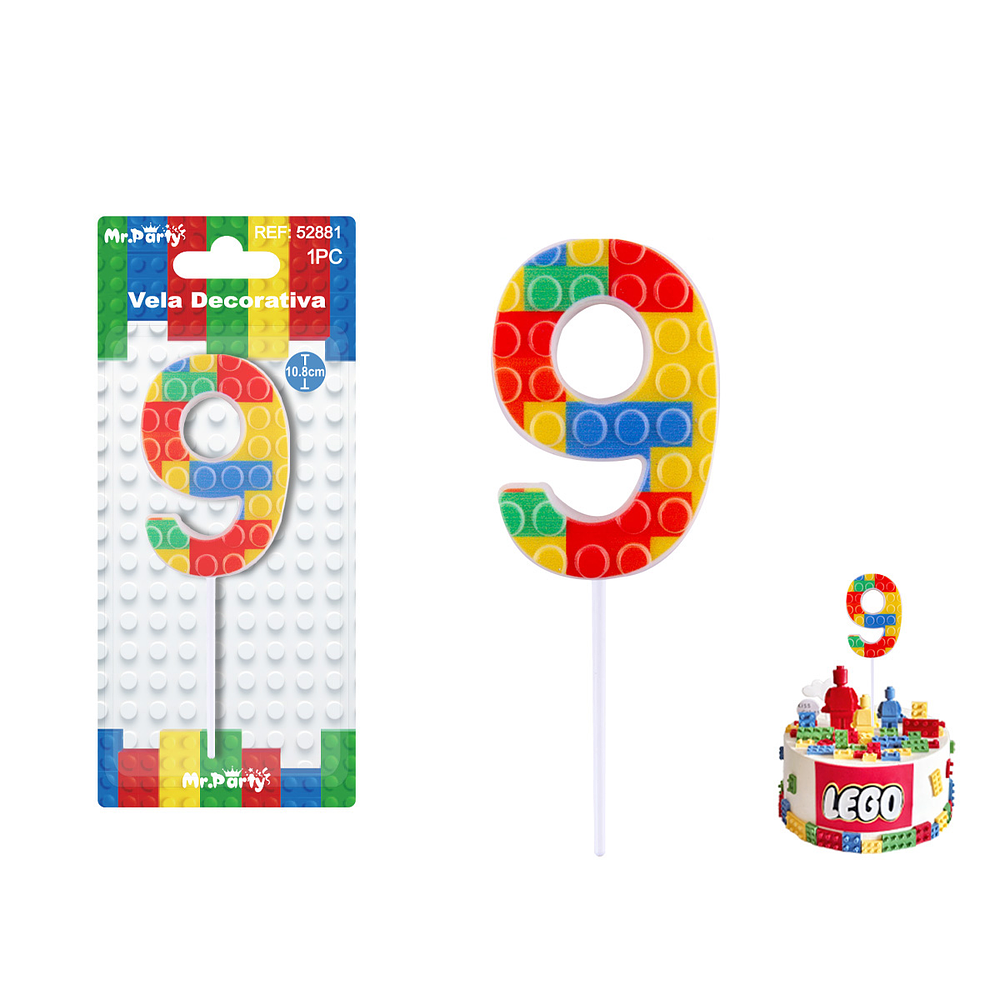 Vela de Lego Número 9 4.9*3.4*0.85cm