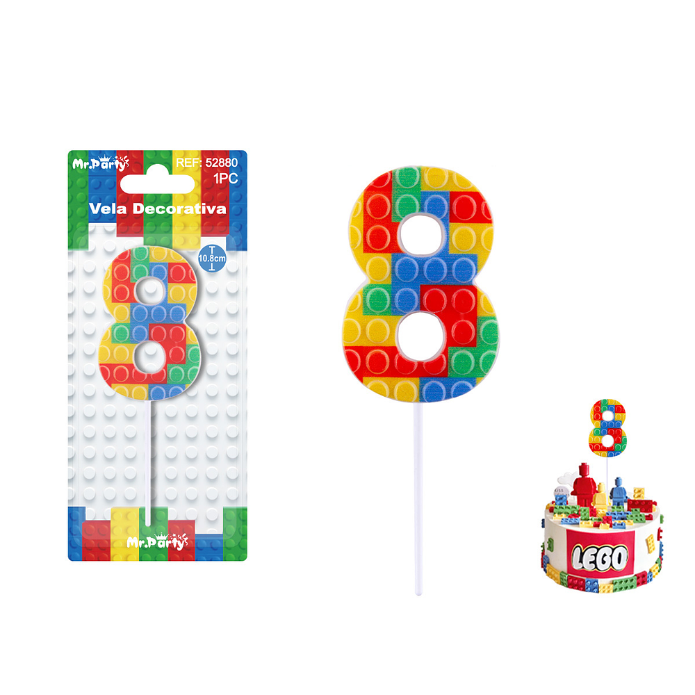 Vela de Lego Número 8 4.9*3.4*0.85cm