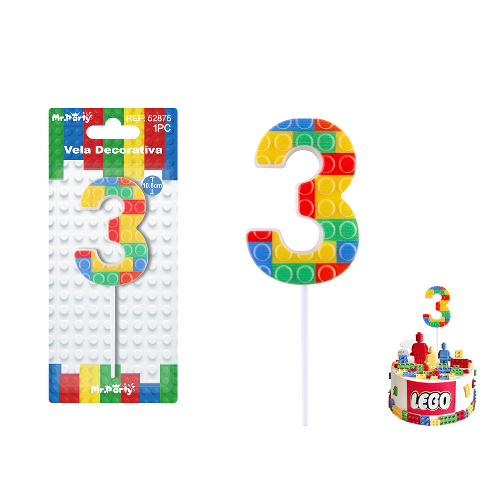 Vela de Lego Número 3 4.9*3.4*0.85cm