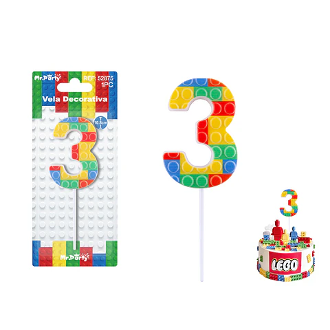 Vela de Lego Número 3 4.9*3.4*0.85cm