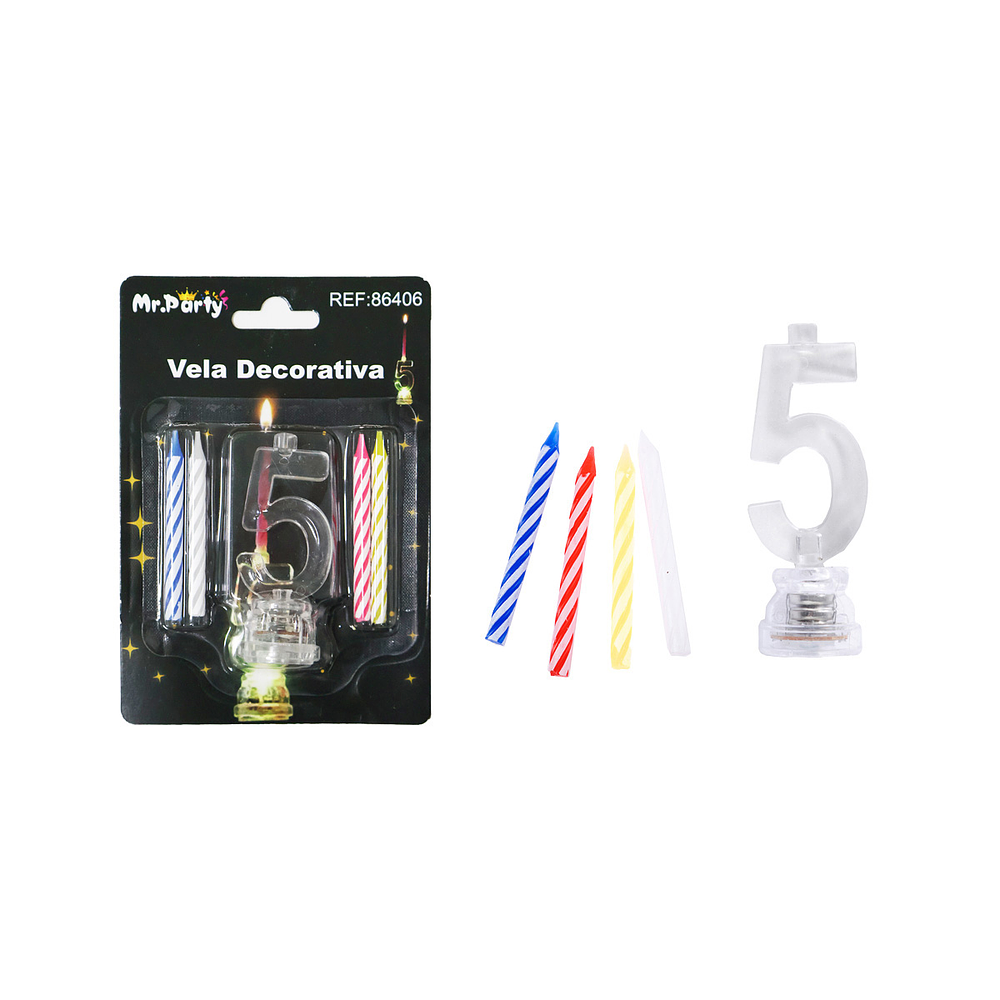 Vela LED con batería número 5