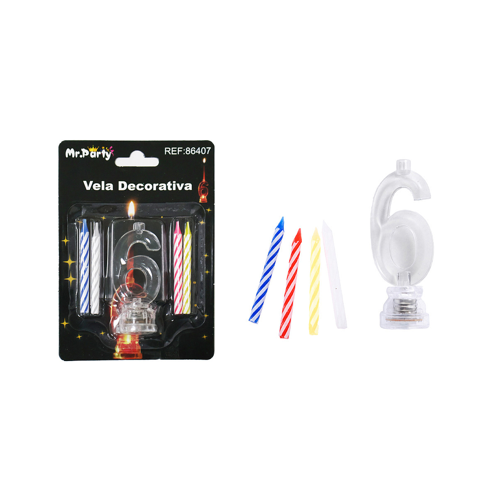 Vela LED con batería número 6