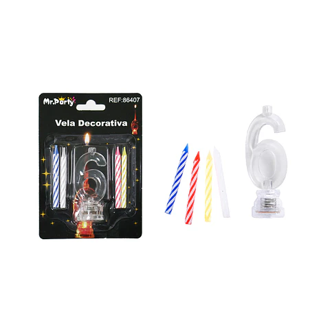 Vela LED con batería número 6