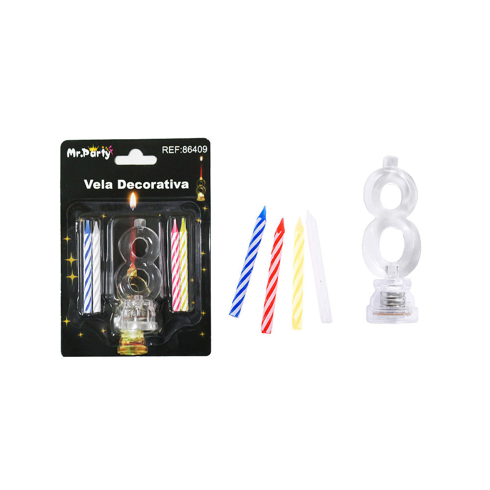 Vela LED con batería número 8