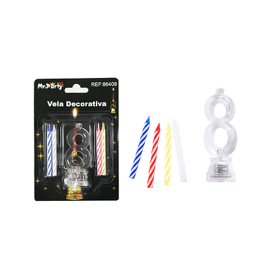 Vela LED con batería número 8